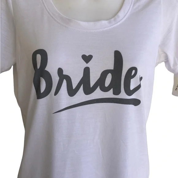NWT Ladies XS Bride T-Shirt White Gray Logo Love & Cherish Short Sleeve - Picture 2 of 3